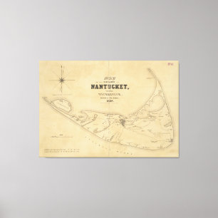 Vintage Map of Nantucket (1838) Canvas Print