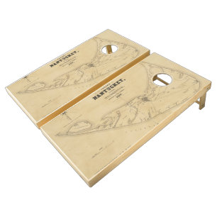 Vintage Map of Nantucket (1838) Cornhole Set