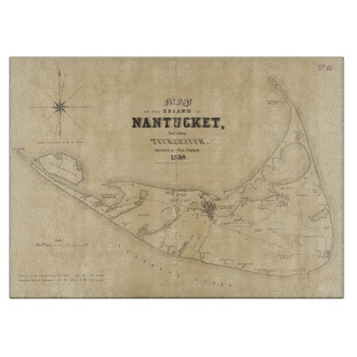 Vintage Map of Nantucket 1838 Cutting Board