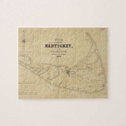 Vintage Map of Nantucket 1838 Jigsaw Puzzle