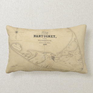 Vintage Map of Nantucket (1838) Lumbar Pillow