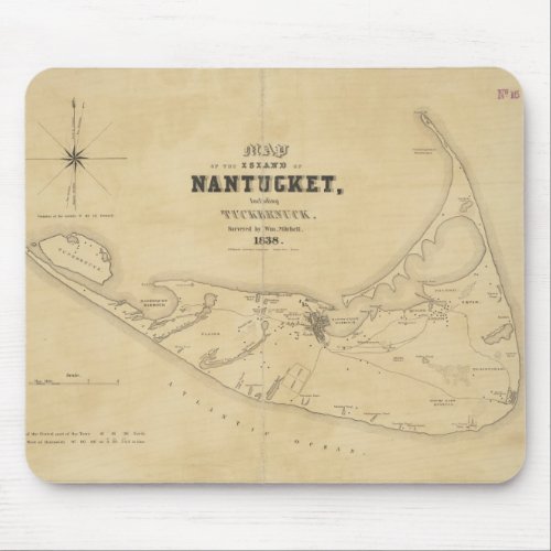 Vintage Map of Nantucket 1838 Mouse Pad
