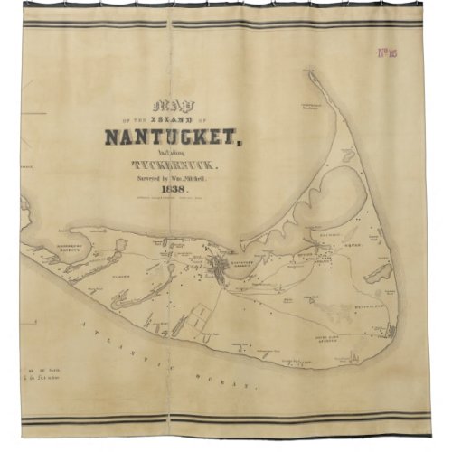 Vintage Map of Nantucket 1838 Shower Curtain