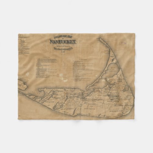 Vintage Map of Nantucket 1869 Fleece Blanket