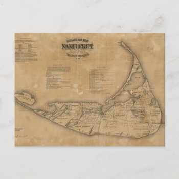 Vintage Map Of Nantucket (1869) Postcard by Alleycatshirts at Zazzle
