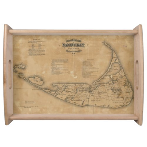 Vintage Map of Nantucket 1869 Serving Tray