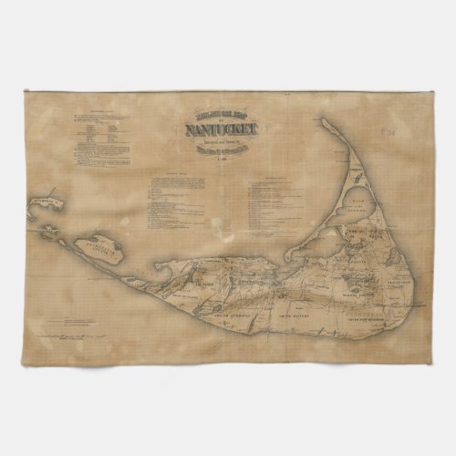 Vintage Map of Nantucket 1869 Towel