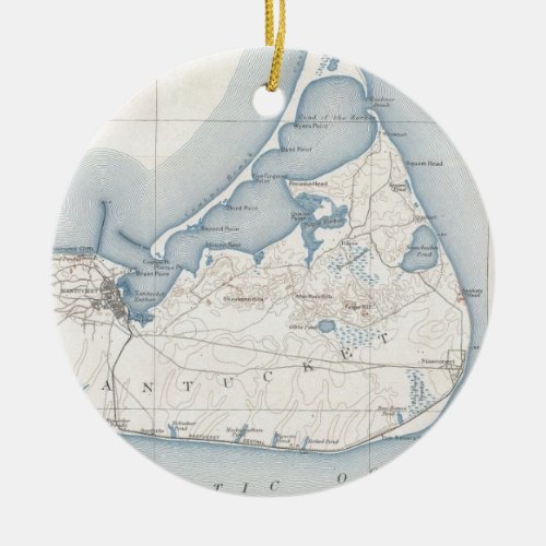 Vintage Map of Nantucket 1919 Ceramic Ornament