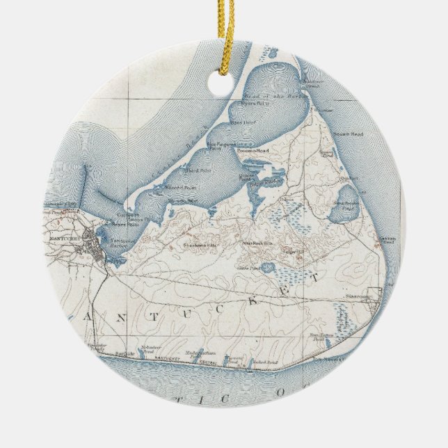 Vintage Map of Nantucket (1919) Ceramic Ornament (Front)