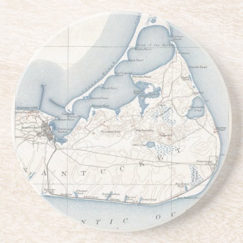 Vintage Map of Nantucket 1919 Coaster