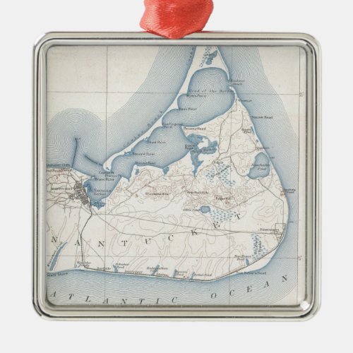 Vintage Map of Nantucket 1919 Metal Ornament