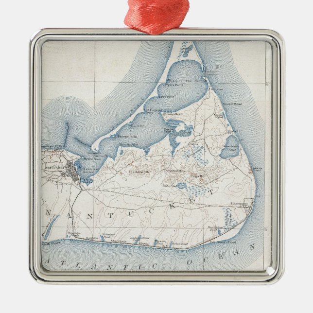 Vintage Map of Nantucket (1919) Metal Ornament (Front)