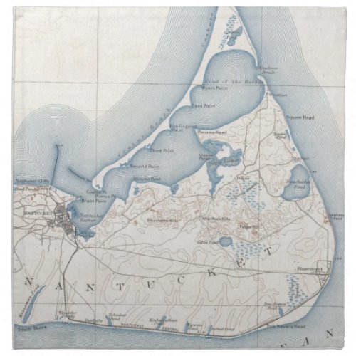 Vintage Map of Nantucket 1919 Napkin