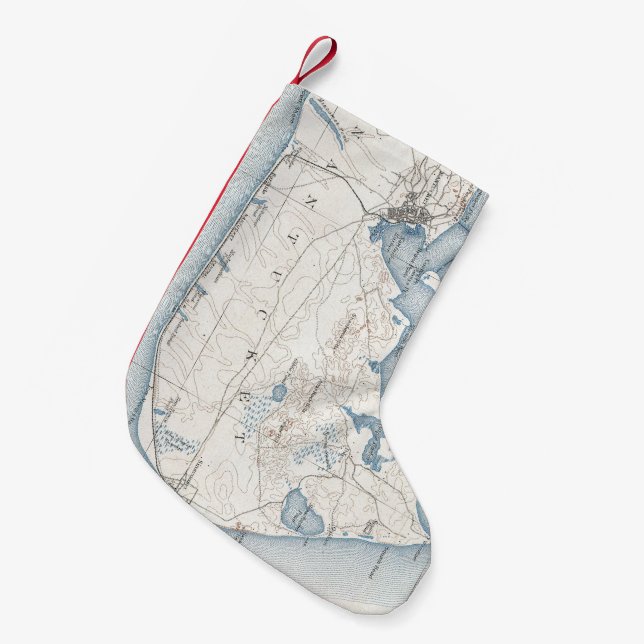 Vintage Map of Nantucket (1919) Small Christmas Stocking (Front (Hanging))