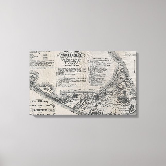 Vintage Map of Nantucket Canvas Print (Front)