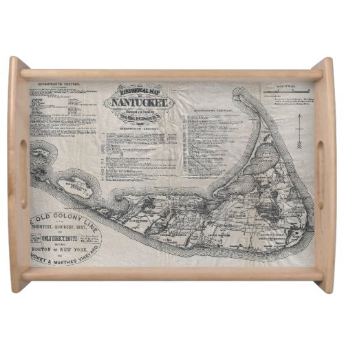 Vintage Map of Nantucket Serving Tray
