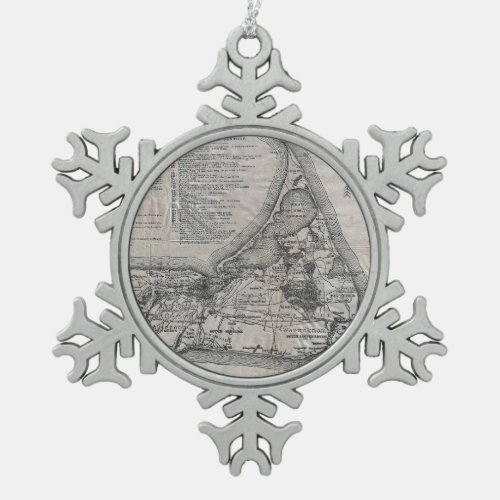 Vintage Map of Nantucket Snowflake Pewter Christmas Ornament