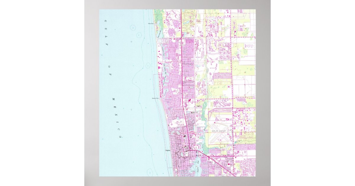 Vintage Map of Naples Florida (1958) Poster Zazzle