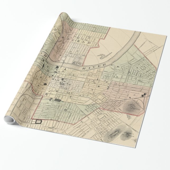Vintage Map of Nashville Tennessee (1877) Wrapping Paper (Unrolled)