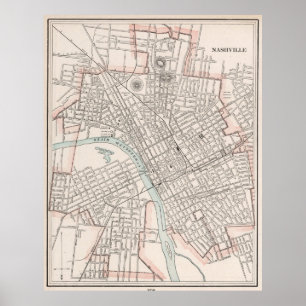 Vintage Map of Nashville Tennessee (1901) Poster