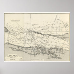 Vintage Map of Nassau Bahamas (1884) Poster