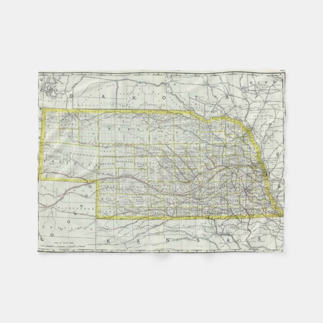 Vintage Map of Nebraska (1889) Fleece Blanket (Front (Horizontal))