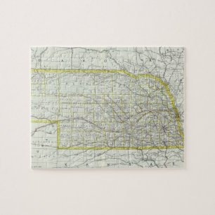 Vintage Map of Nebraska (1889) Jigsaw Puzzle