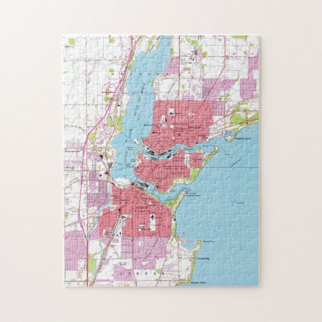 Vintage Map of Neenah Wisconsin (1955) Jigsaw Puzzle (Vertical)