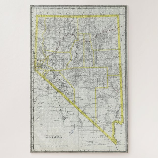 Vintage Map of Nevada (1889) Jigsaw Puzzle (Vertical)