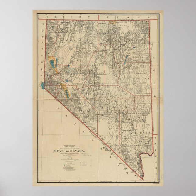 Vintage Map of Nevada (1894) Poster (Front)