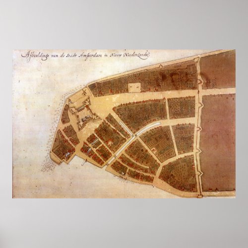 Vintage Map of New Amsterdam 1660 2 Poster