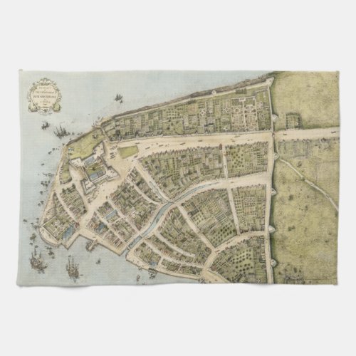 Vintage Map of New Amsterdam 1660 Kitchen Towel
