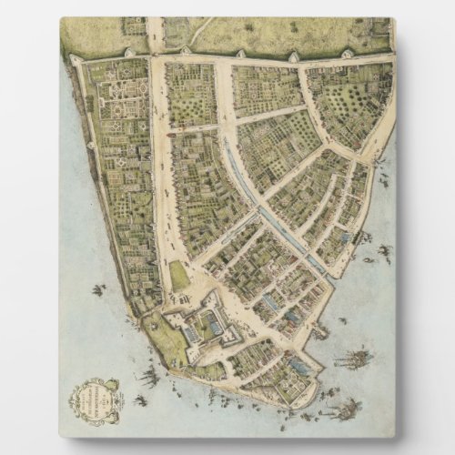 Vintage Map of New Amsterdam 1660 Plaque