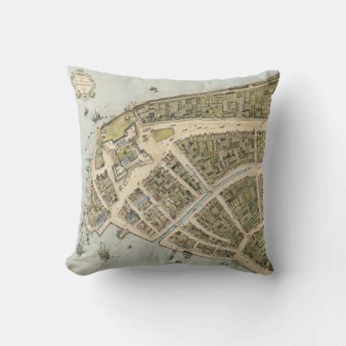 Vintage Map of New Amsterdam 1660 Throw Pillow