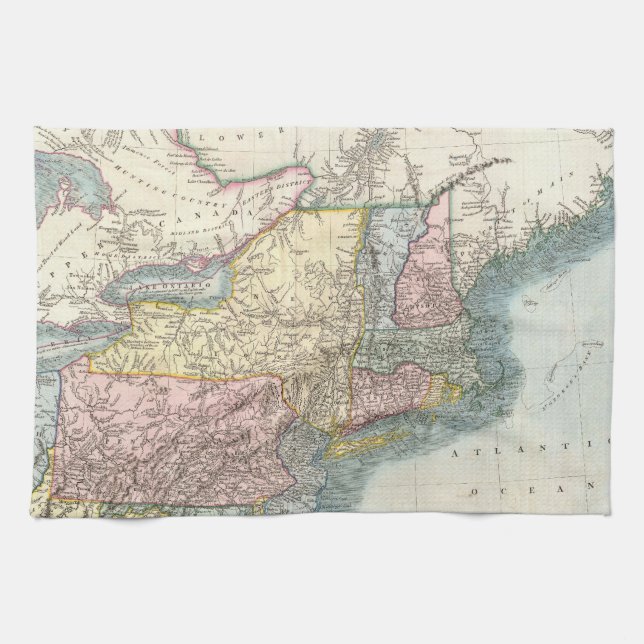 Vintage Map of New England (1821) Towel (Horizontal)