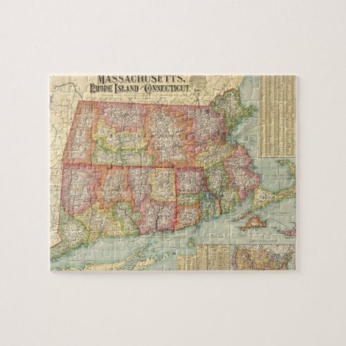 Vintage Map of New England States 1900 Jigsaw Puzzle
