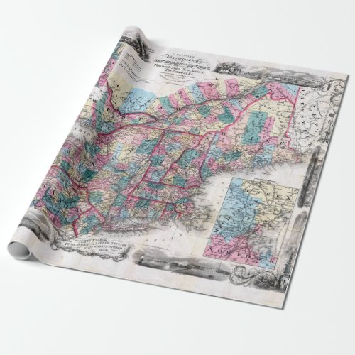 Vintage Map of New England Wrapping Paper