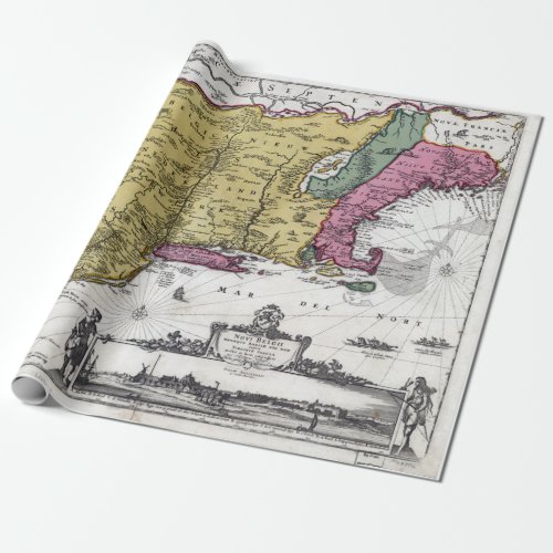 Vintage Map of New England Wrapping Paper