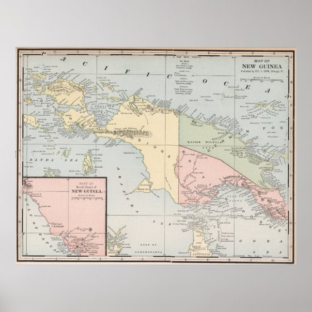 Vintage Map of New Guinea (1901) Poster (Front)