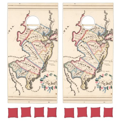 Vintage Map of New Jersey 1819 Cornhole Set