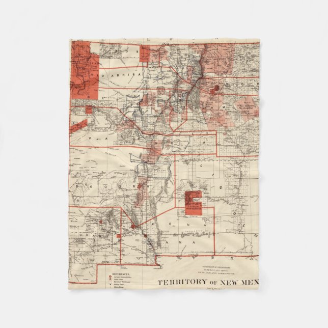Vintage Map of New Mexico (1882) Fleece Blanket (Front)