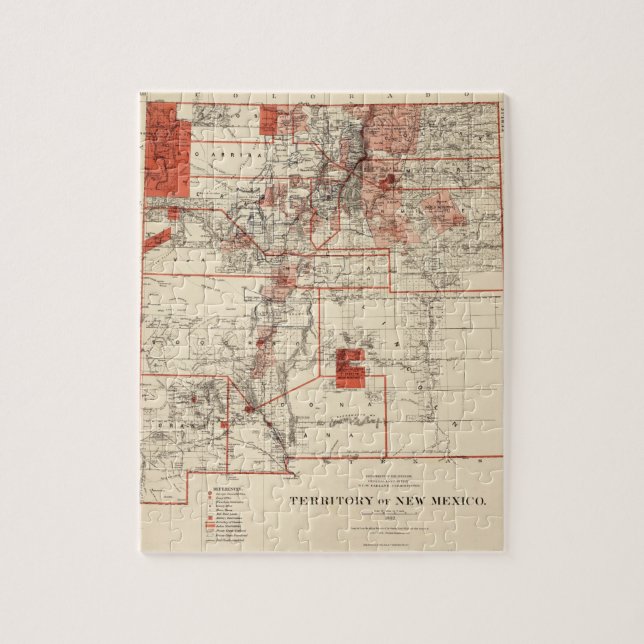 Vintage Map of New Mexico (1882) Jigsaw Puzzle (Vertical)