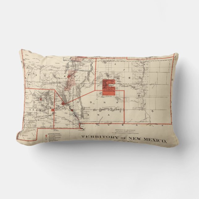 Vintage Map of New Mexico (1882) Lumbar Pillow (Front)