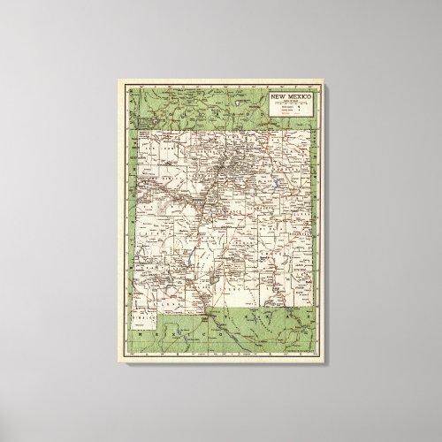 Vintage map of New Mexico Canvas Print