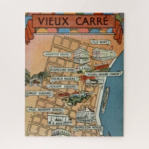Vintage Map of New Orleans 16x20 Jigsaw Puzzle