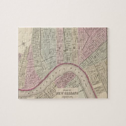 Vintage Map of New Orleans 1880 Jigsaw Puzzle