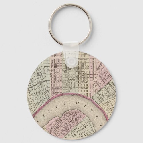 Vintage Map of New Orleans 1880 Keychain