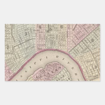 Vintage Map Of New Orleans (1880) Rectangular Sticker by Alleycatshirts at Zazzle