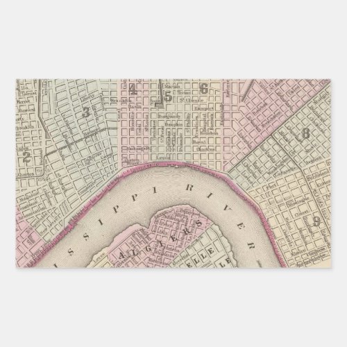 Vintage Map of New Orleans 1880 Rectangular Sticker