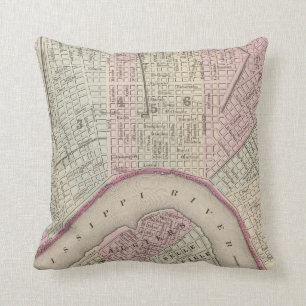 Vintage Map of New Orleans (1880) Throw Pillow